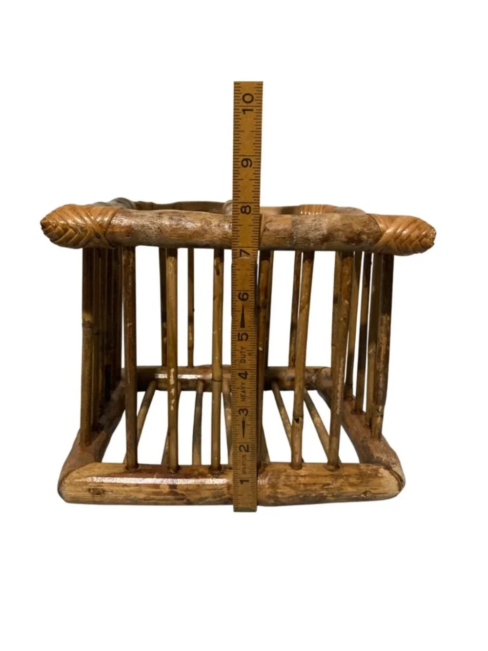 Vintage Tortoise Burnt Bamboo Rattan Table Or Counter Top Wine Bottle Holder